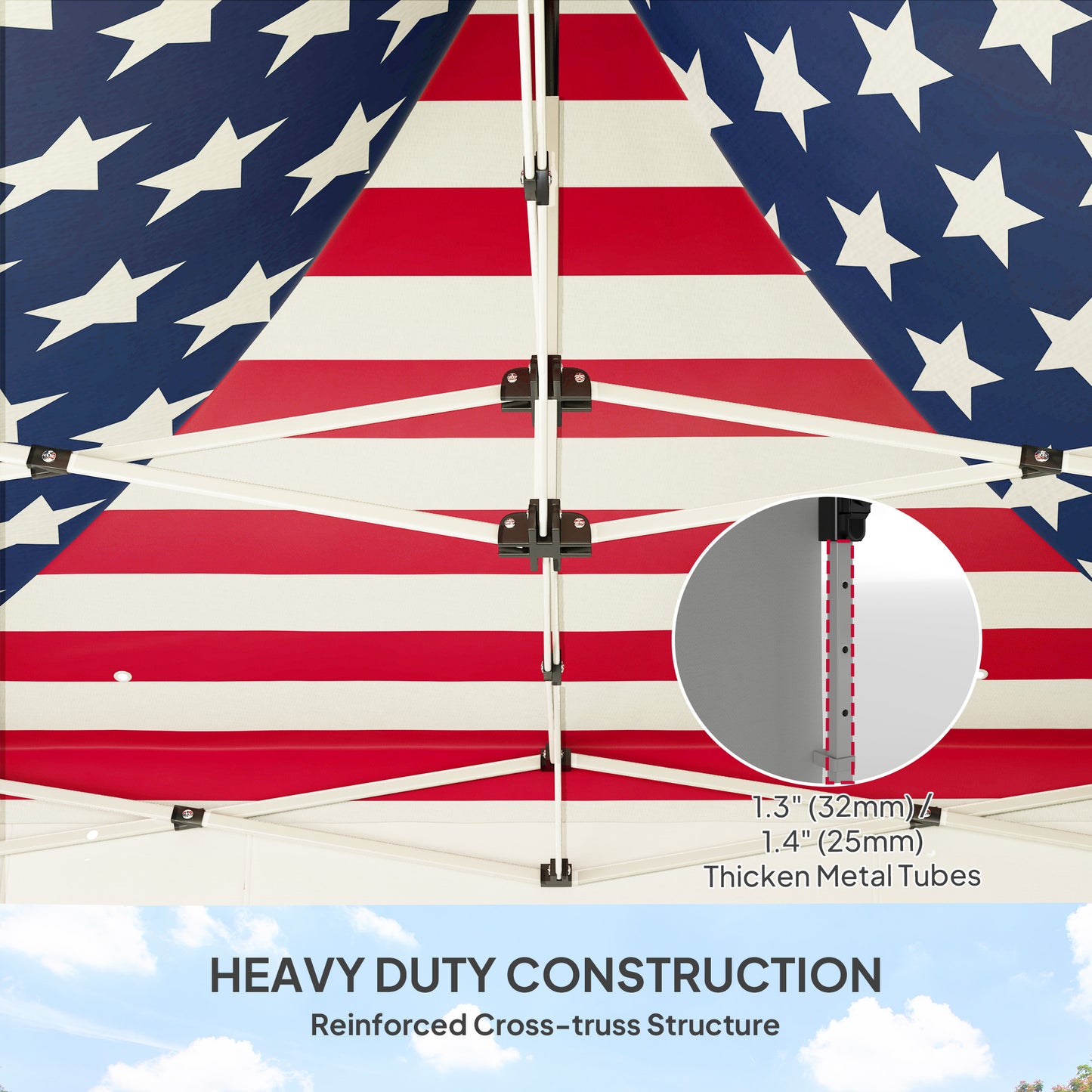 Heavy Duty 10x10 Pop Up Canopy Tent with Sidewall - American Flag