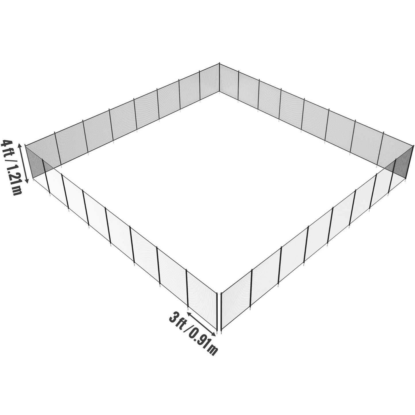 Black 4x96ft Pool Fence Mesh for Safety, Removable Child & Pet Barrier