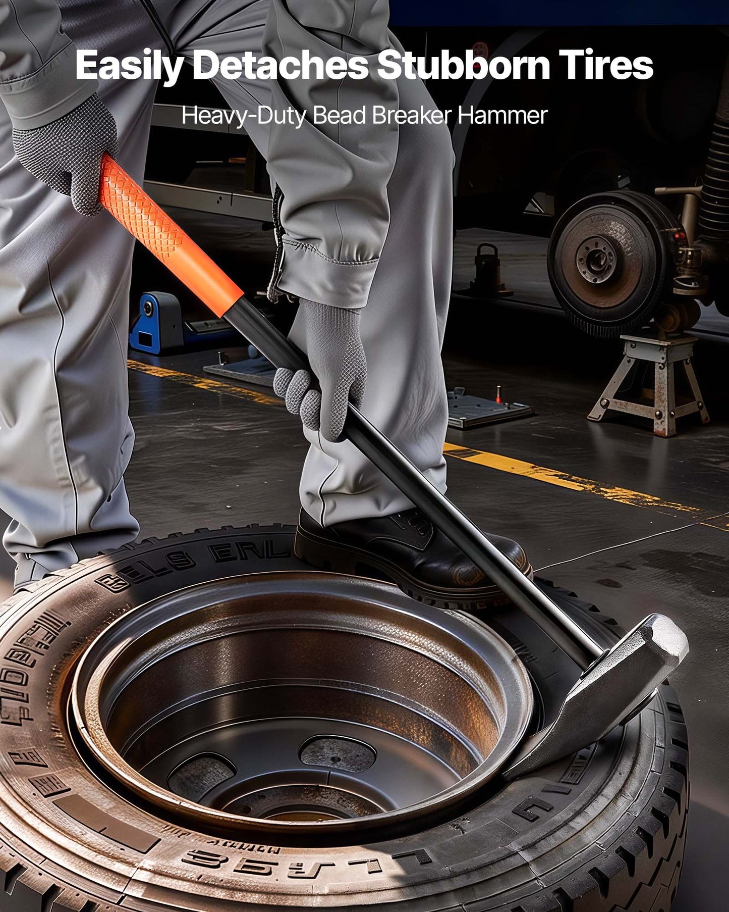 Heavy Duty Tire Bead Breaker Wedge with 32-Inch Handle for Cars & Trucks