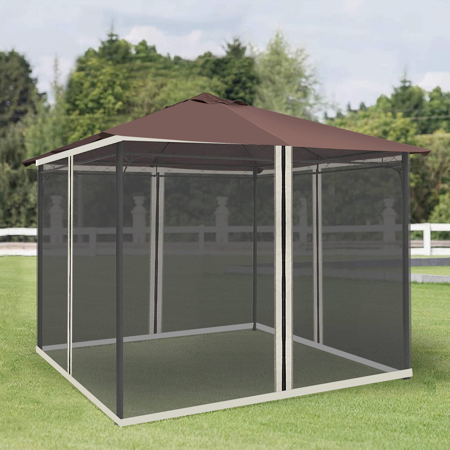 9.8' x 13.1' Gazebo Netting Replacement - Black Polyester