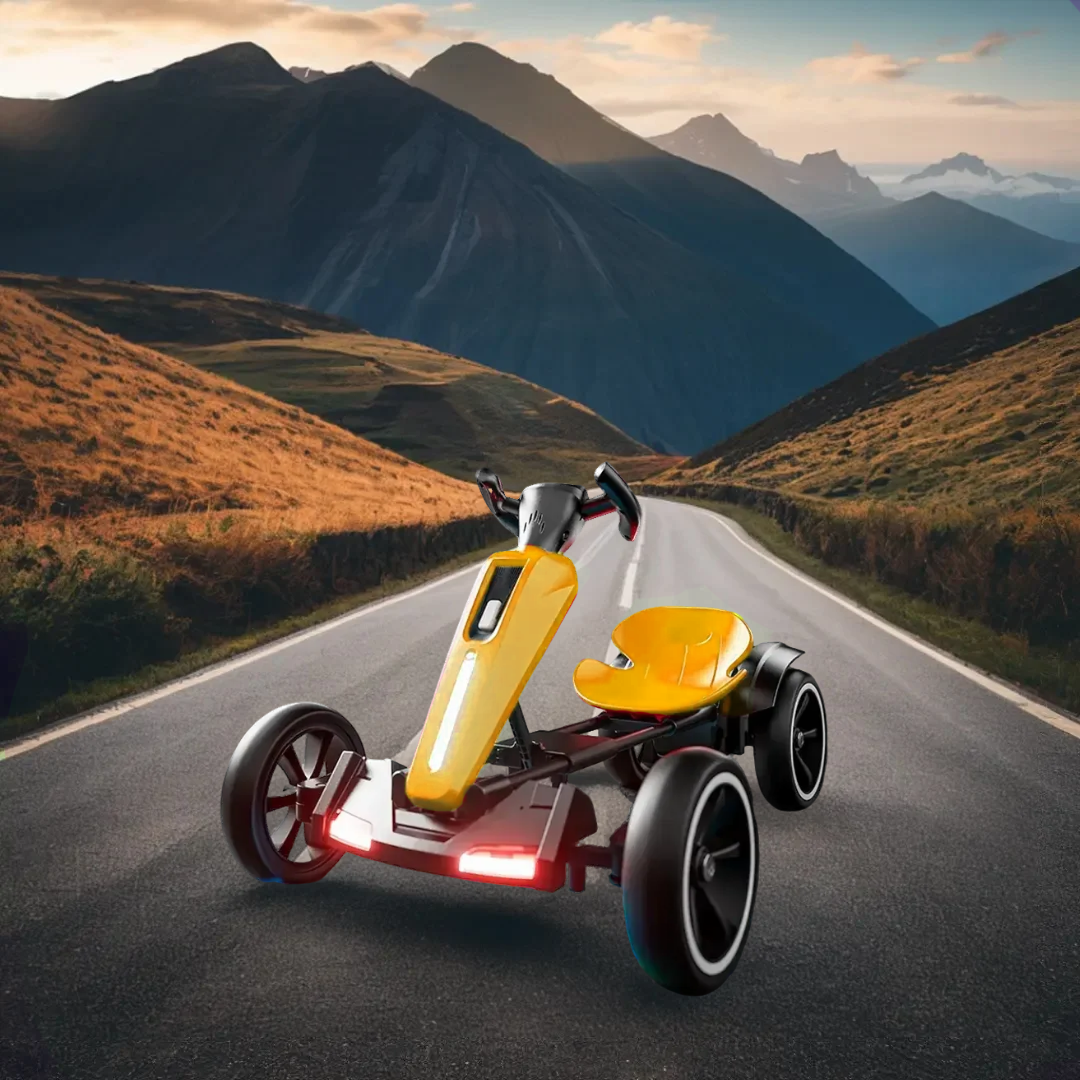 12V Electric Kids Pedal Go Kart with Adjustable Seat - Yellow