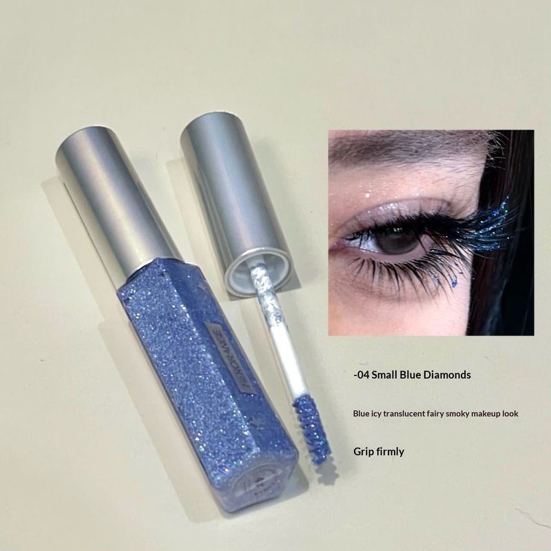 Blue Mascara with Glitter for Eye Makeup - Waterproof & Volumizing