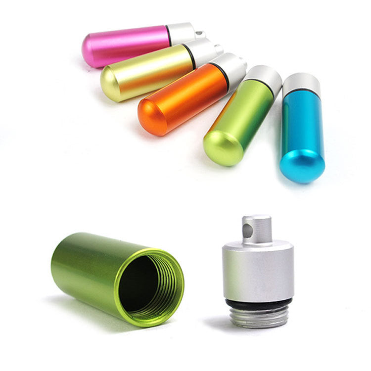 Rainbow Color Aluminum Alloy Waterproof Storage Bottle Key Pendant