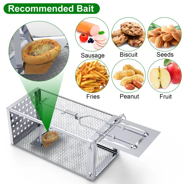 Humane Stainless Steel Rat Trap Cage - Single Door, Easy to Use & Humane