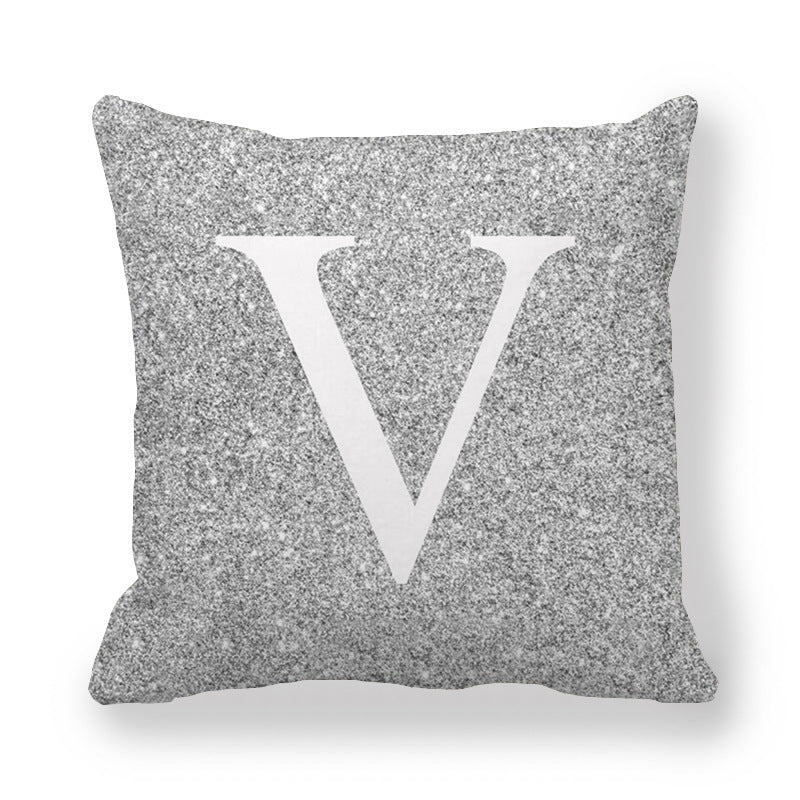 Gray Shading Encrypted English Letters Pillow Cover 45x45cm Fabric Home Decor