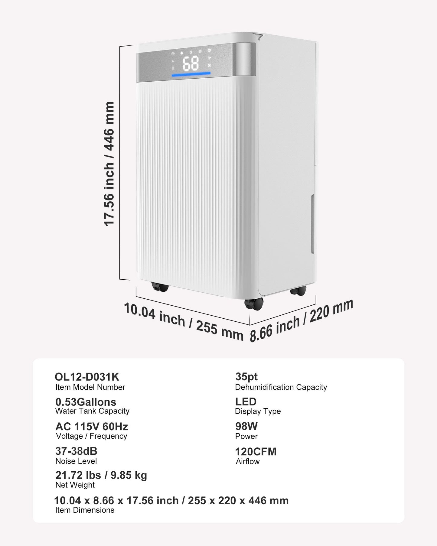 35 Pints Dehumidifier for Home and Basement - Low Noise, Smart Control