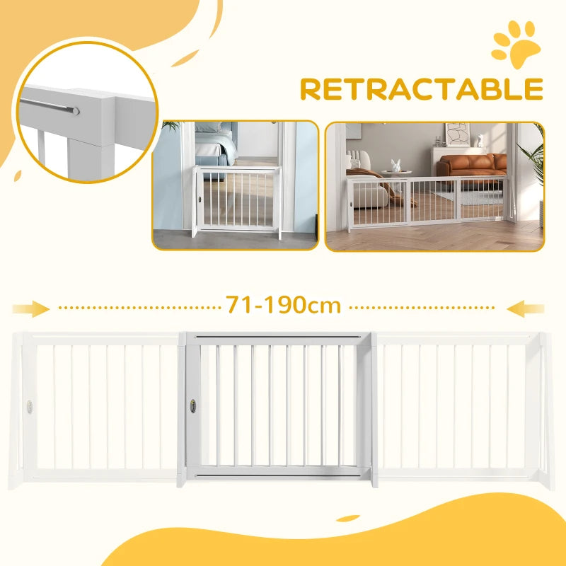Wooden Pet Gate with Support Feet and Non-Slip Mats - Adjustable Indoor Barrier