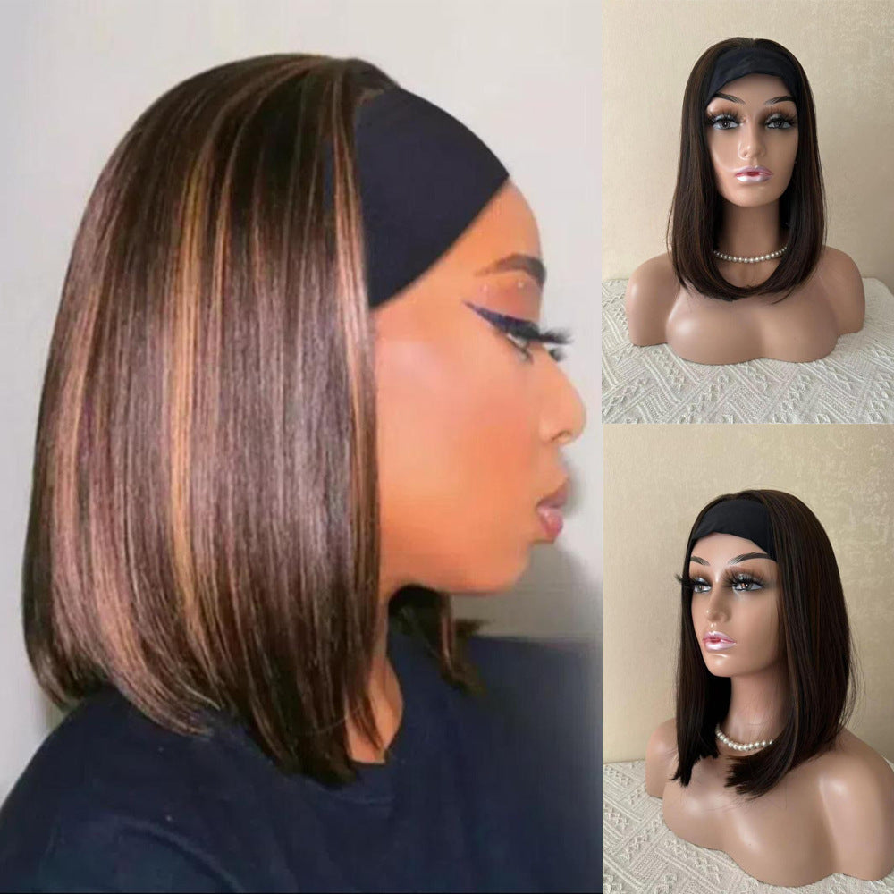Brown Lace Wigs for Women - Gradient Middle Part Synthetic Hair Style DM791430