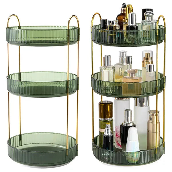 3 Tier Rotating Makeup Organizer 360 Spinning Perfume Cosmetic