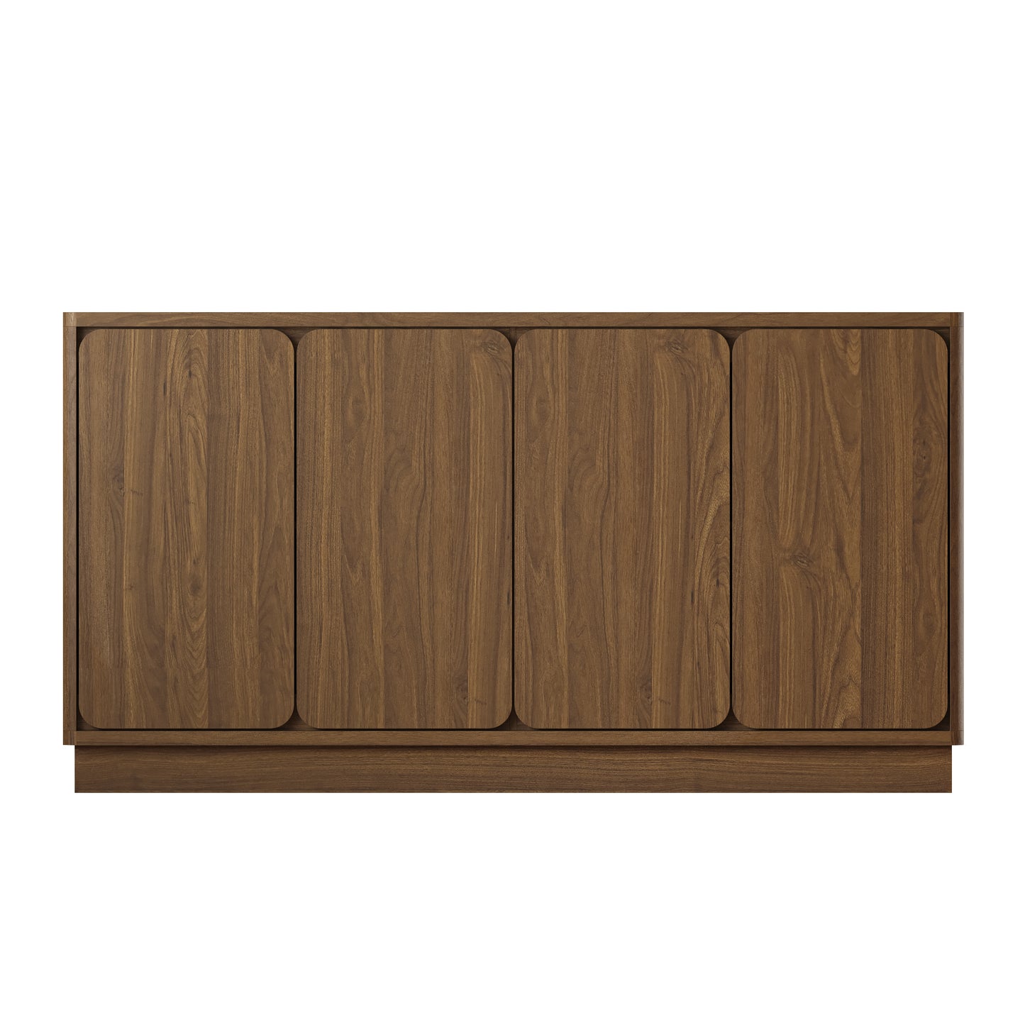 59.1" Walnut 4-Door Sideboard Buffet Cabinet with Adjustable Shelves