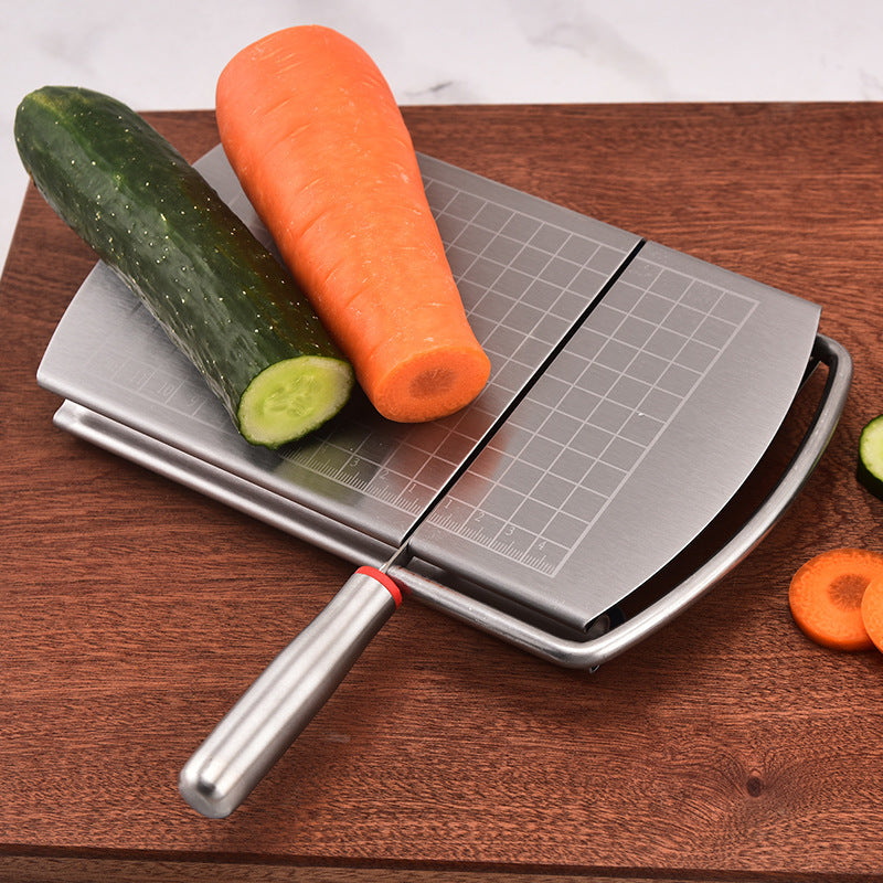 Stainless Steel Cheese Cutter with Scale - Modern Kitchen Slicer, Silver