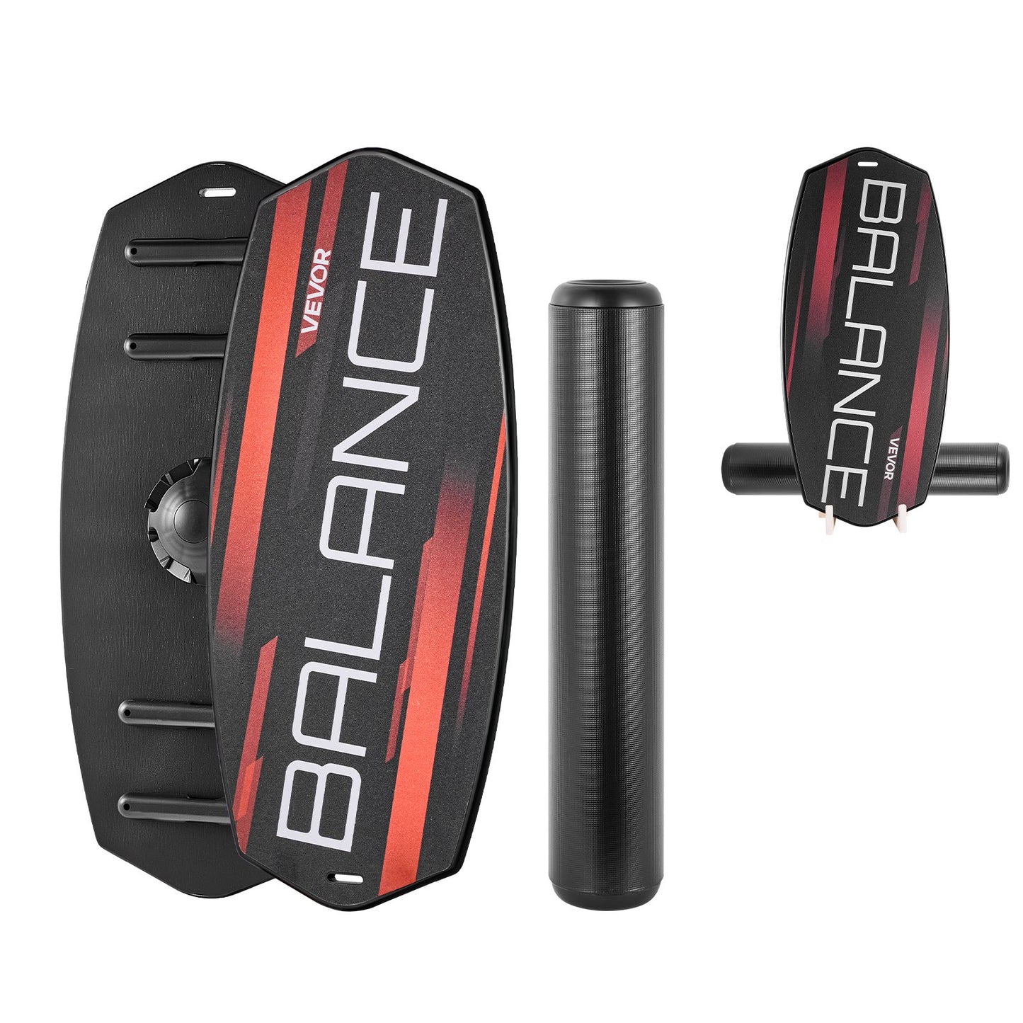 Adjustable Balance Board for Core Workouts with Roller & Storage Rack - Wooden Balance Trainer