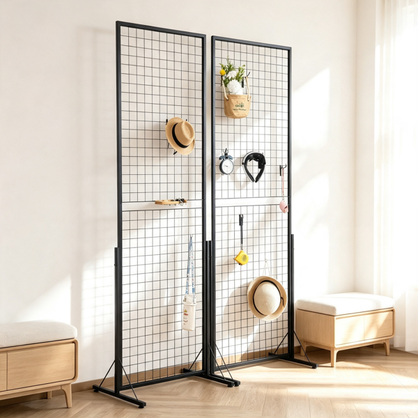 2-Pack Gridwall Display Tower - Double-Sided Floorstanding Rack