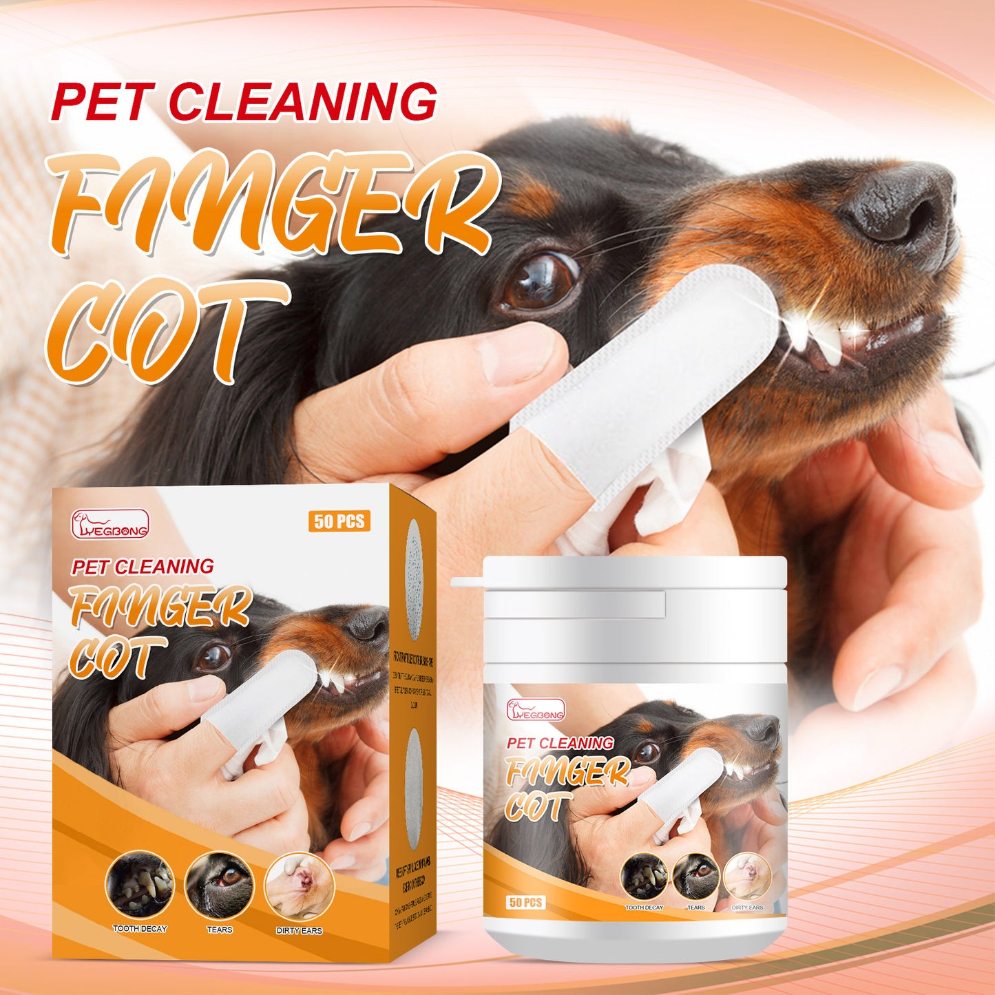 Pet Dental & Ear Cleaning Wipes Set - Dog & Cat Oral Hygiene, Tear Stain & Ear Care