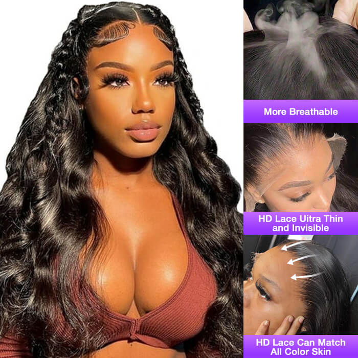 13x4 Lace Front Human Hair Wig - Body Wave Natural Color