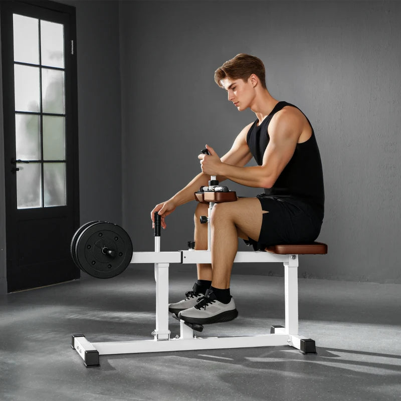 Adjustable Seated Calf Raise Machine - Brown Steel Gym Equipment