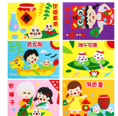 Dragon Boat Festival Handmade Model Kit with 3D Dragon Boat and Decor - DIY Craft