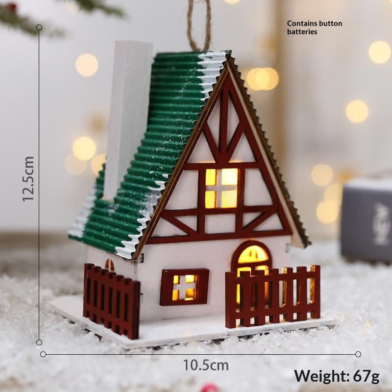 Creative Christmas Wooden House Pendant Decor - Rustic Holiday Ornaments