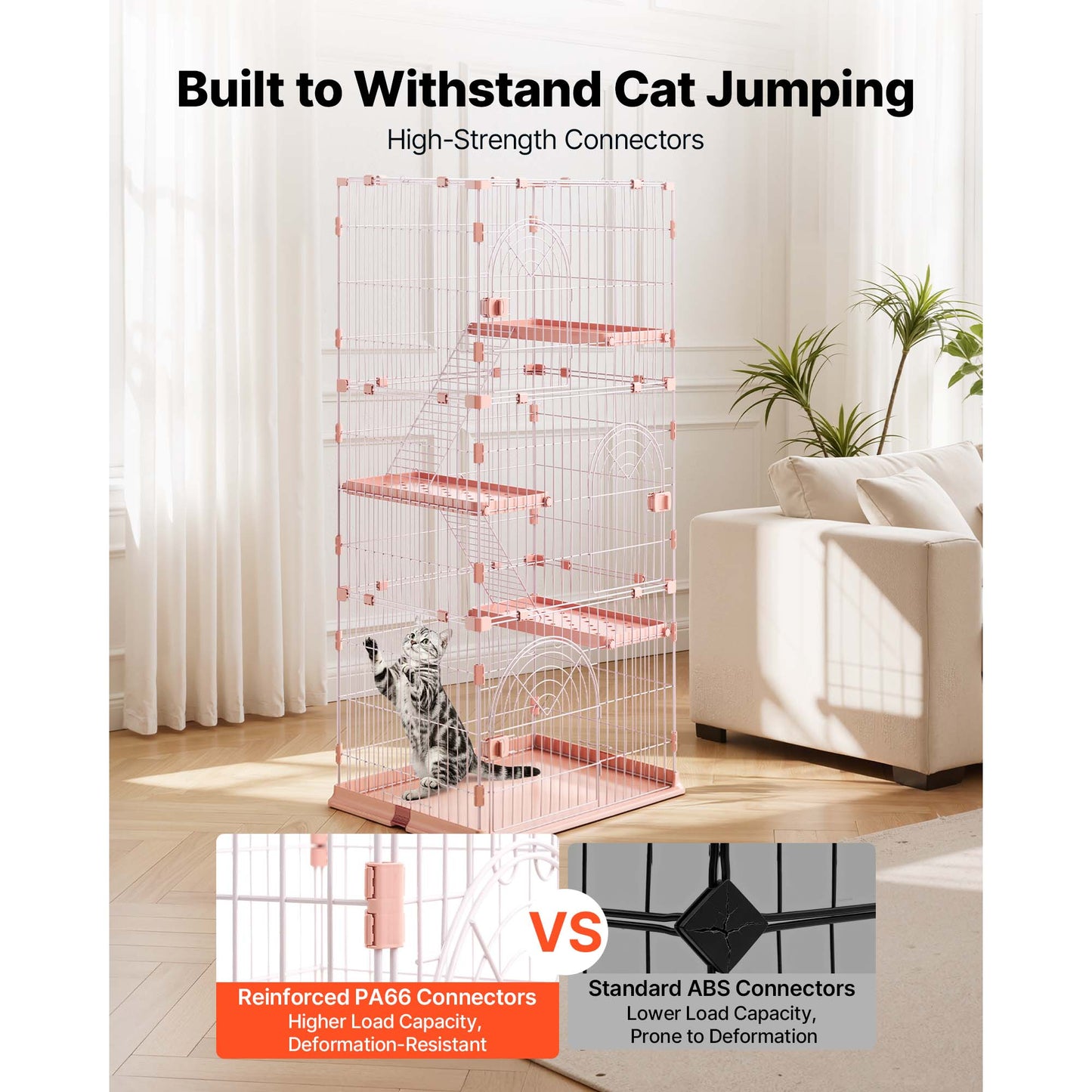 Large 4-Tier Cat Cage with Ladders - Indoor Exercise Enclosure for Cats & Small Animals