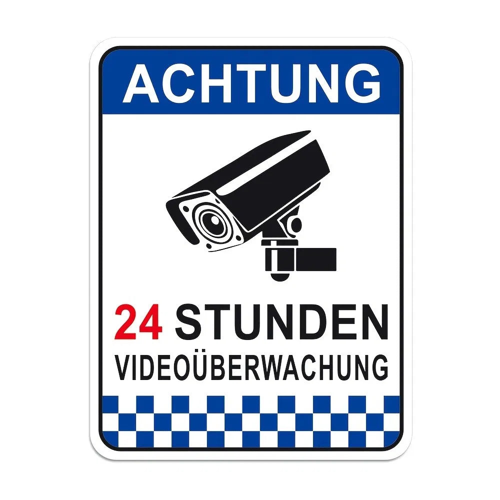 German Security Warning Sign - Aluminum, 12x8 inches