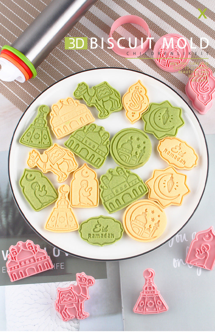 8-Piece Cookie Mold Set for Baking and Cake Decorating - Plastic Irregular Shapes