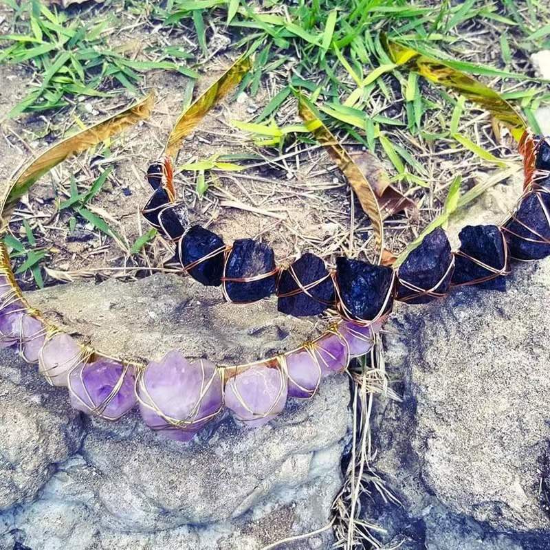 Natural Crystal Crown Hairband - Multiple Colors