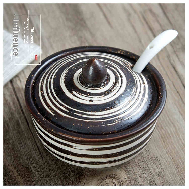 Ceramic Seasoning Bottle with Lid - Japanese Style Kitchen Jar - Multiple Series