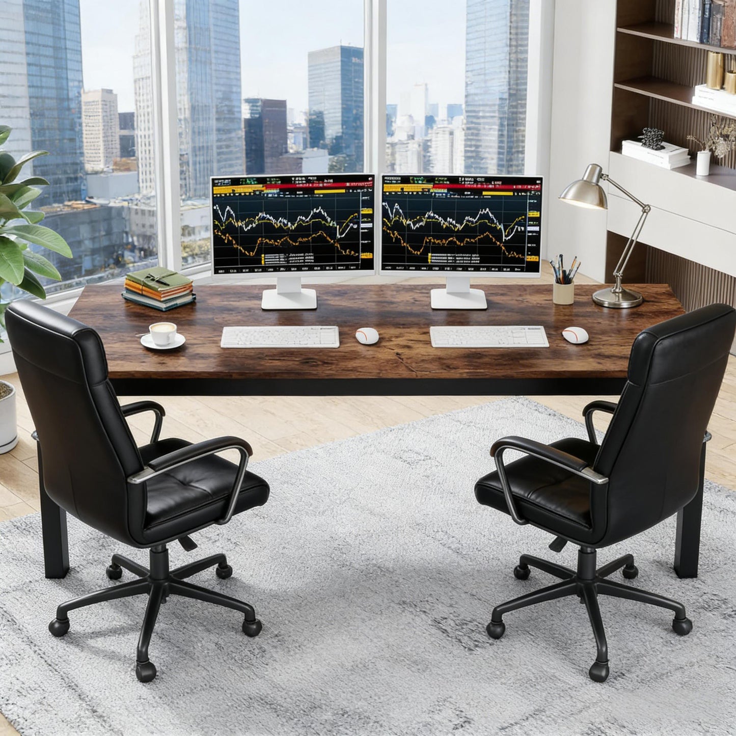 Office Desk with Dual Workstation - Rectangle Conference Table