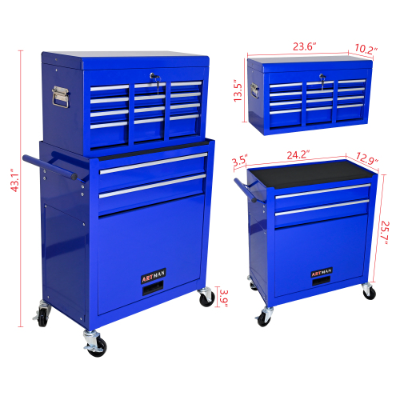 High Capacity Rolling Tool Chest with 8 Drawers and Lockable Storage