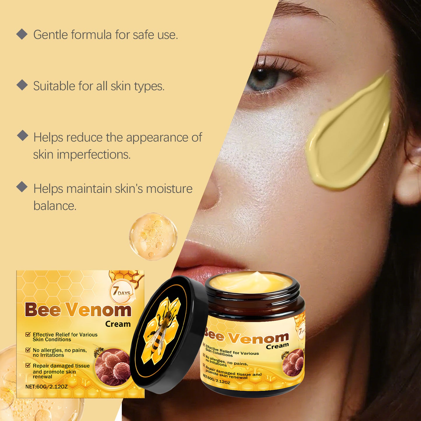 Bee Venom Skin Tag and Wart Removal Cream - Moisturizing Repair Treatment