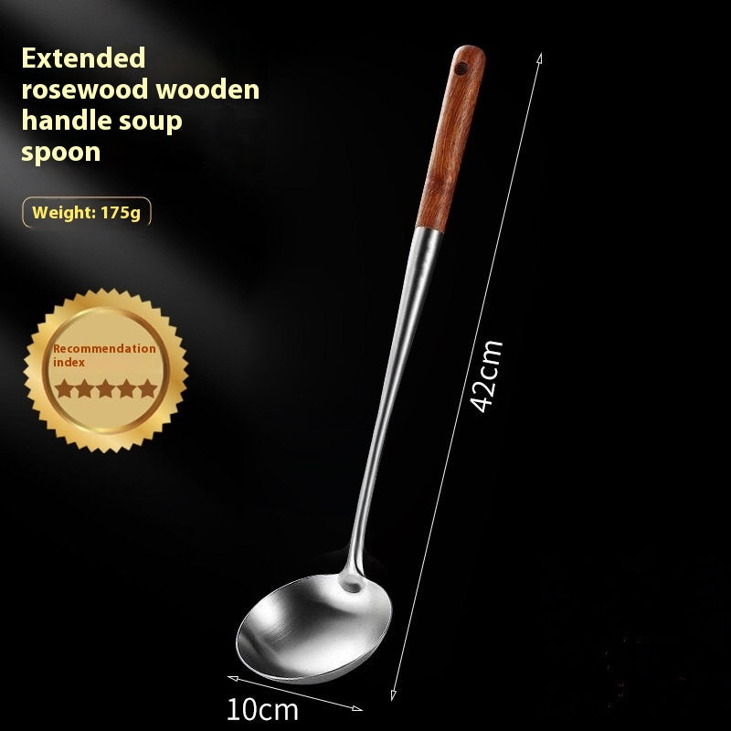 Extended Handle Rosewood Kitchenware Set - Stainless Steel Cooking Tools