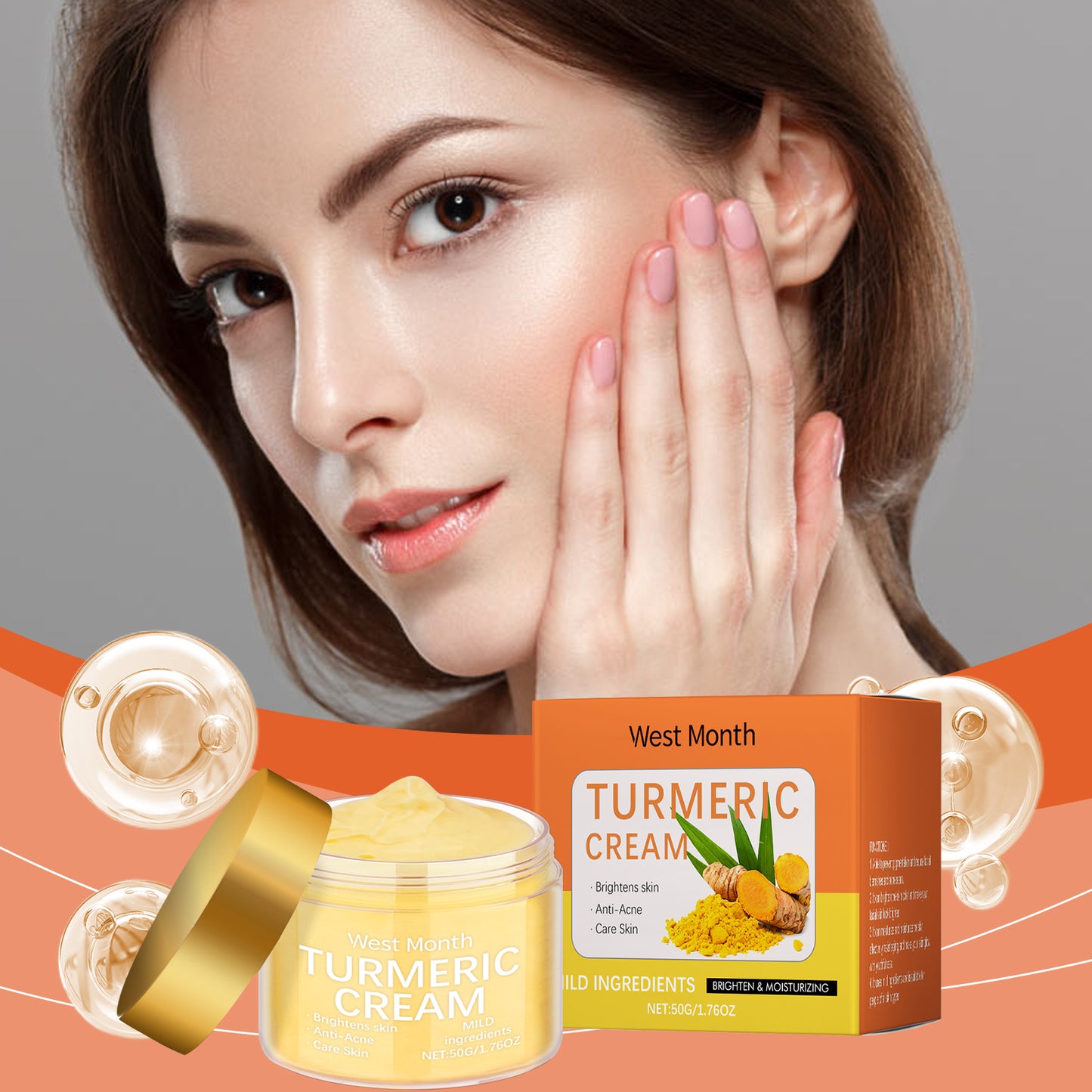Turmeric Moisturizing Face Cream with Vitamin E for Brightening & Repair