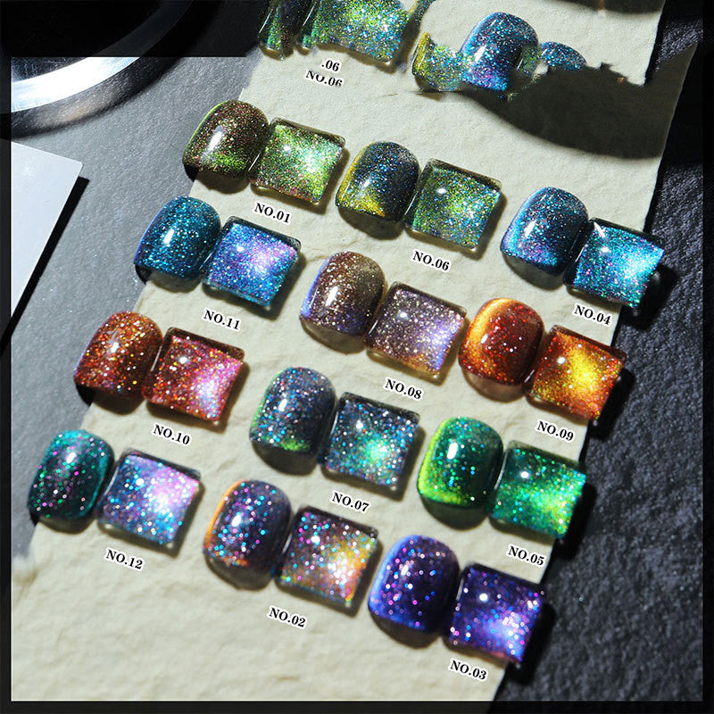 Aurora Galaxy Cat-Eye Nail Gel Polish