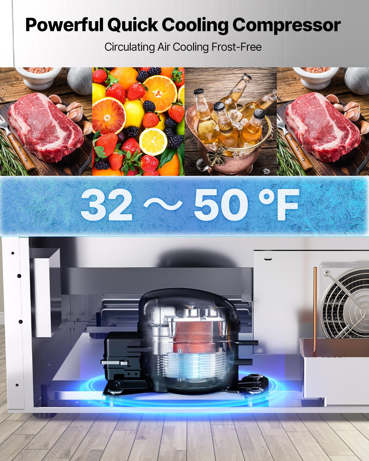 24-Inch Stainless Steel Double Drawer Refrigerator - Compact Home Kitchen Appliance
