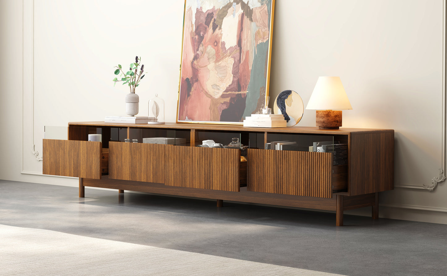 78-Inch TV Stand for Living Room - Modern Entertainment Center