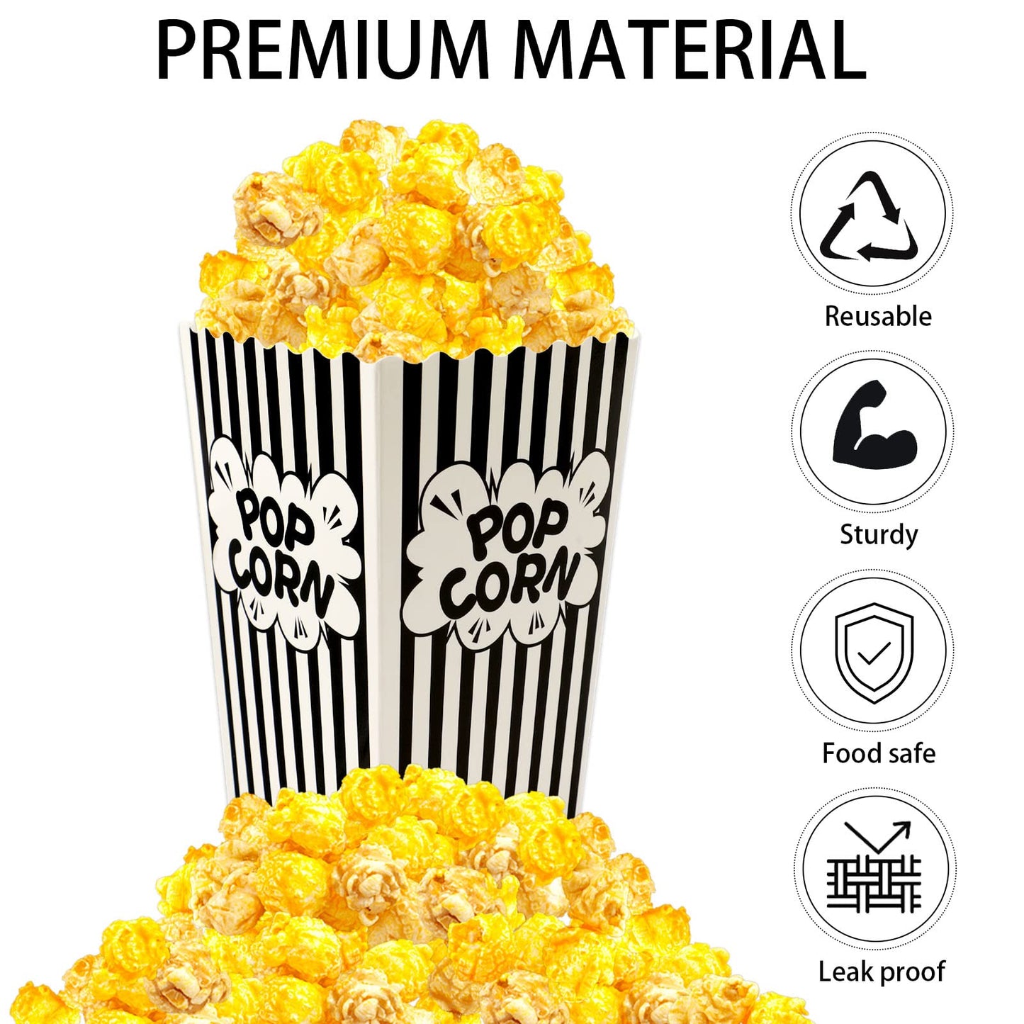 Mini Black and White Popcorn Bags - 100 Pack for Parties
