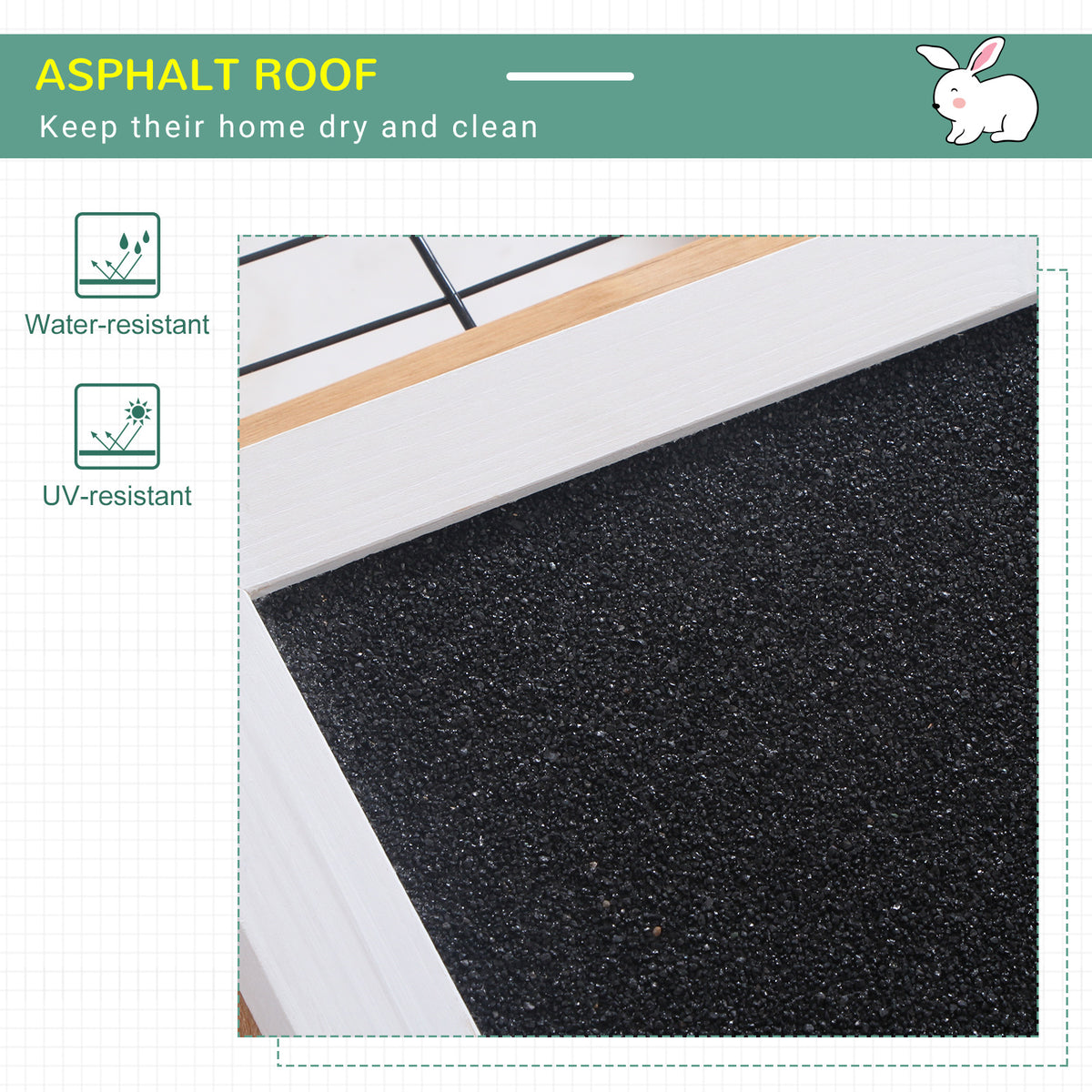 Outdoor Water-Resistant Wooden Rabbit Hutch with Enclosed Rest Area
