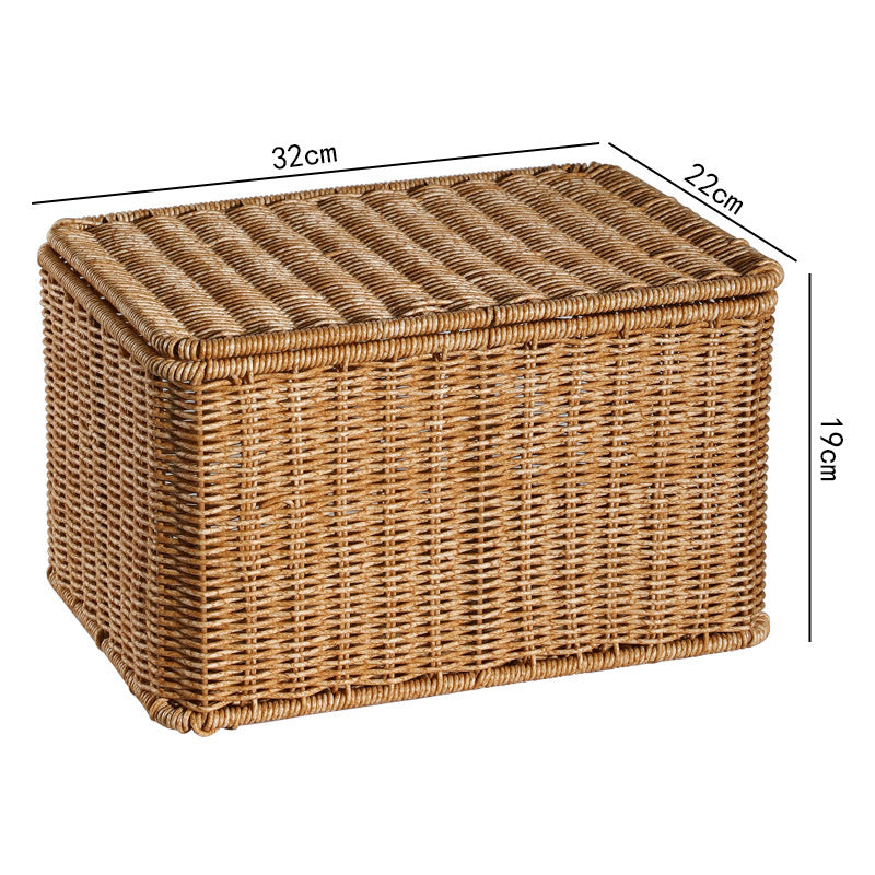 Rattan Woven Storage Basket with Lid - Large Home Organization Bin