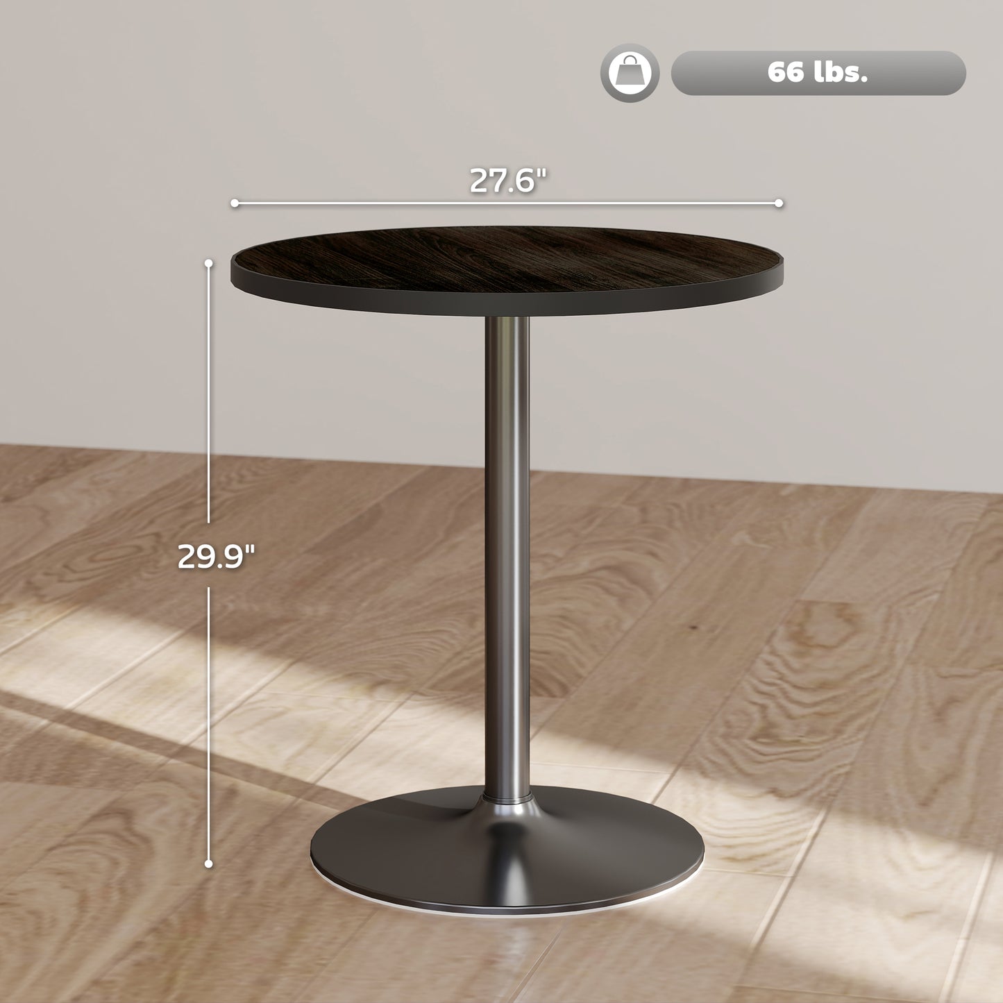 Round Dining Table for 2-4 People - Black Wood Grain Top