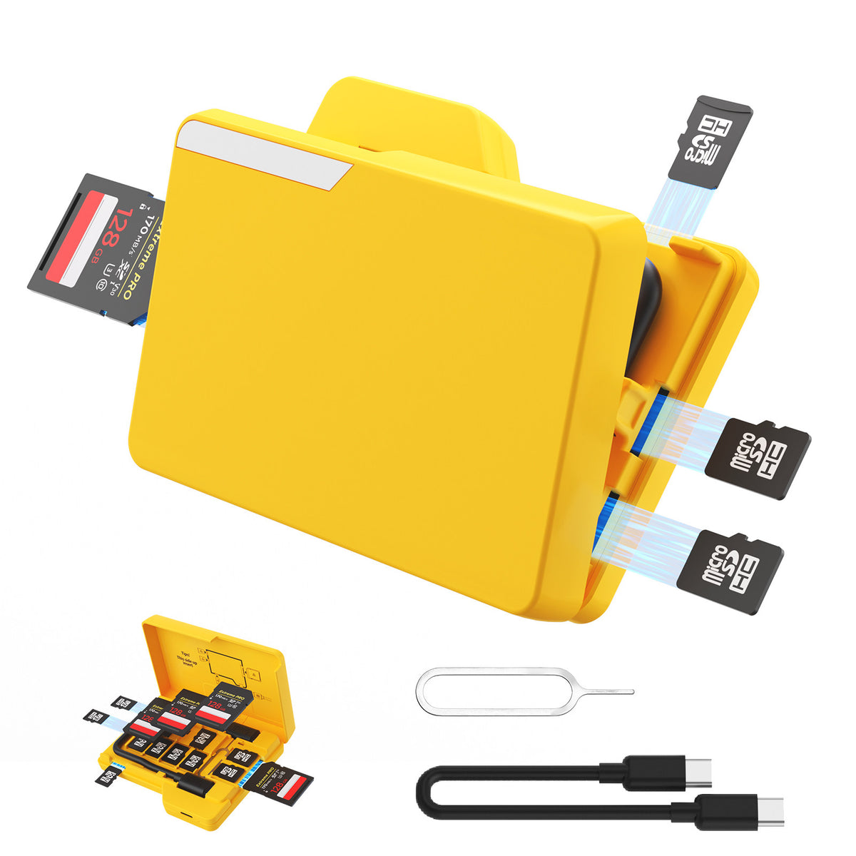 Portable Multi-System Storage Box with USB 3.0 - Yellow Home Organization