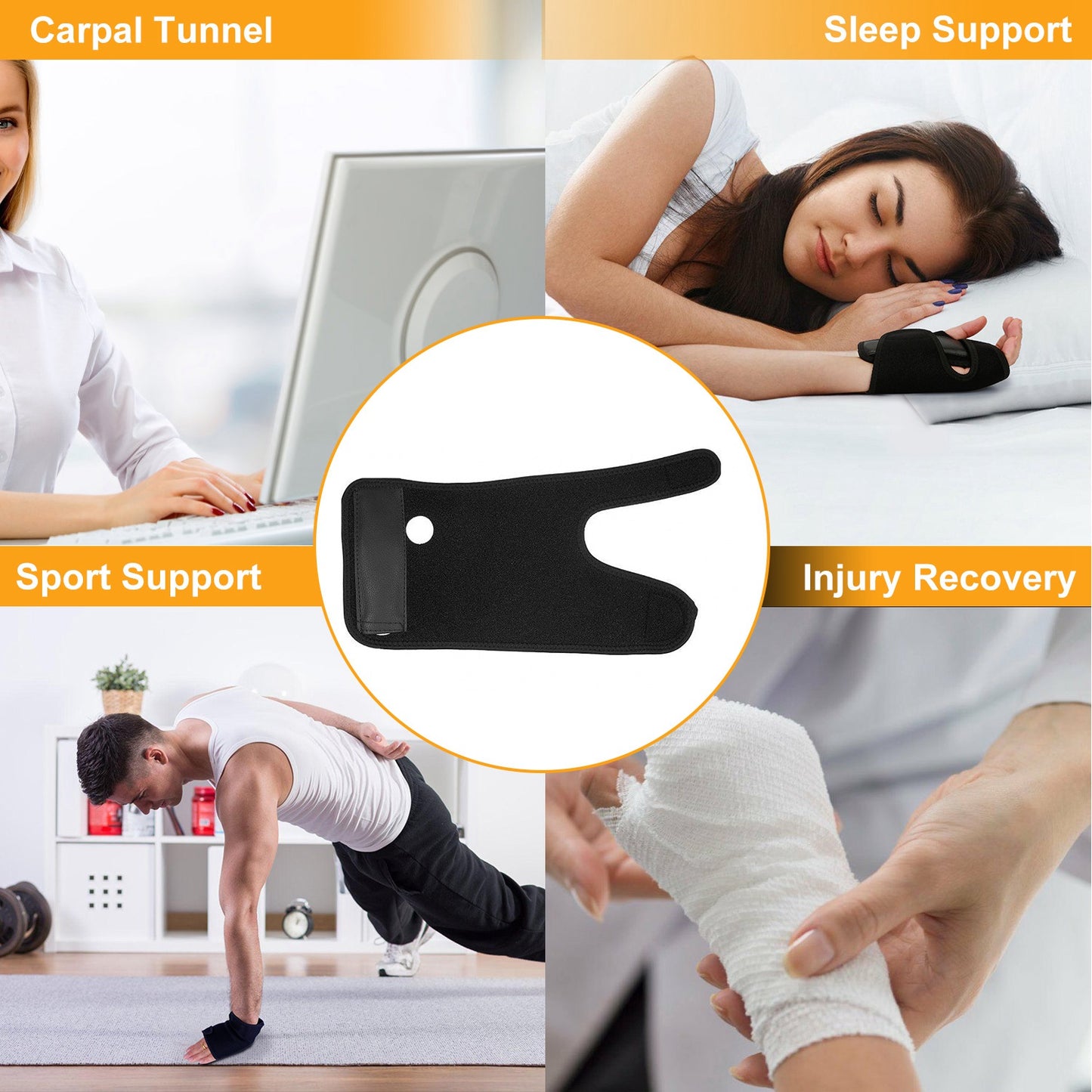 Carpal Tunnel Wrist Support Brace with Removable Splint - Left Hand