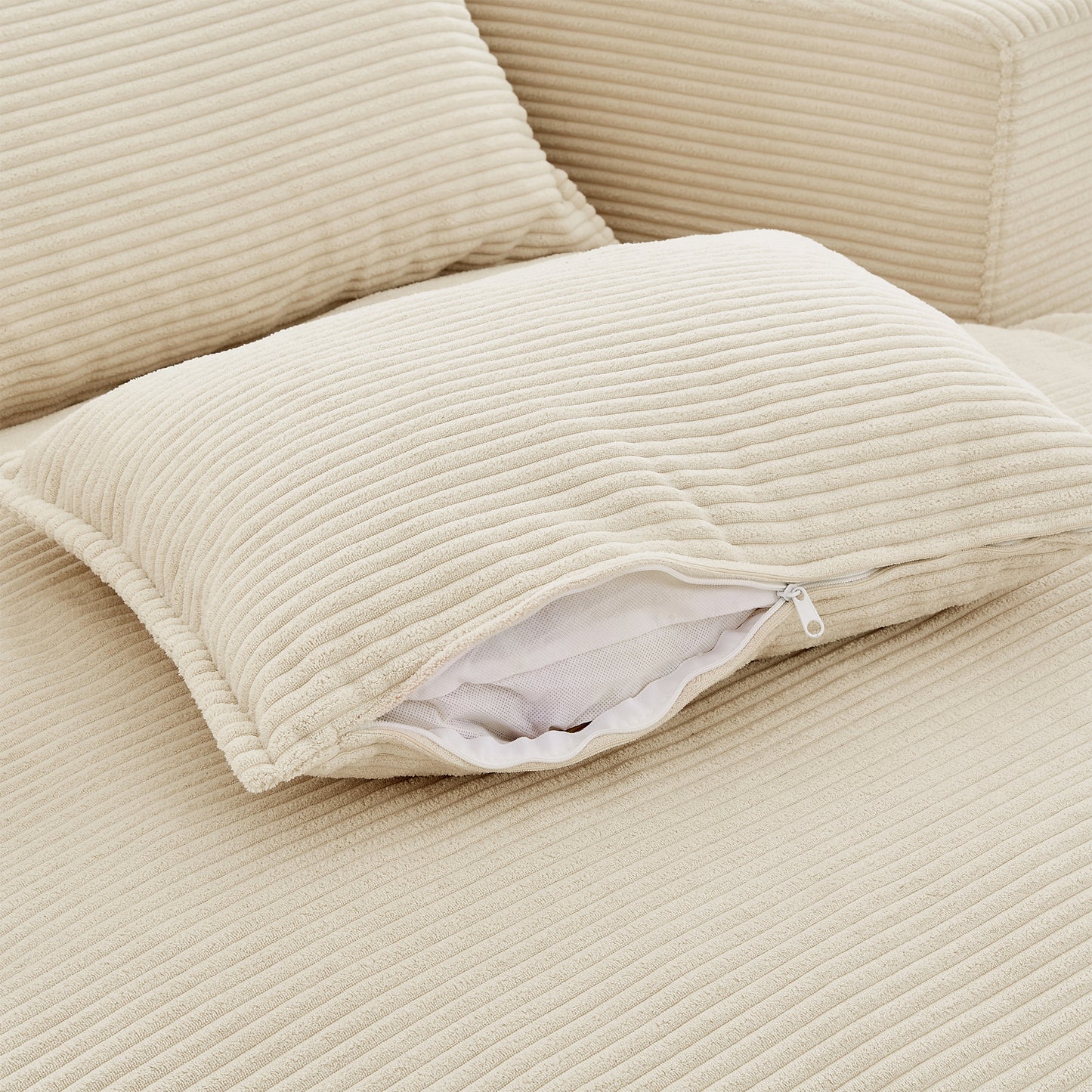 Oversized 360° Swivel Accent Chair with Dual-Layer Cushion - Beige