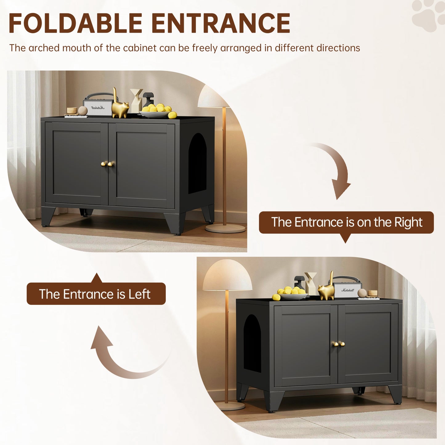 Metal Cat Litter Box Enclosure - Modern Hidden Pet Furniture