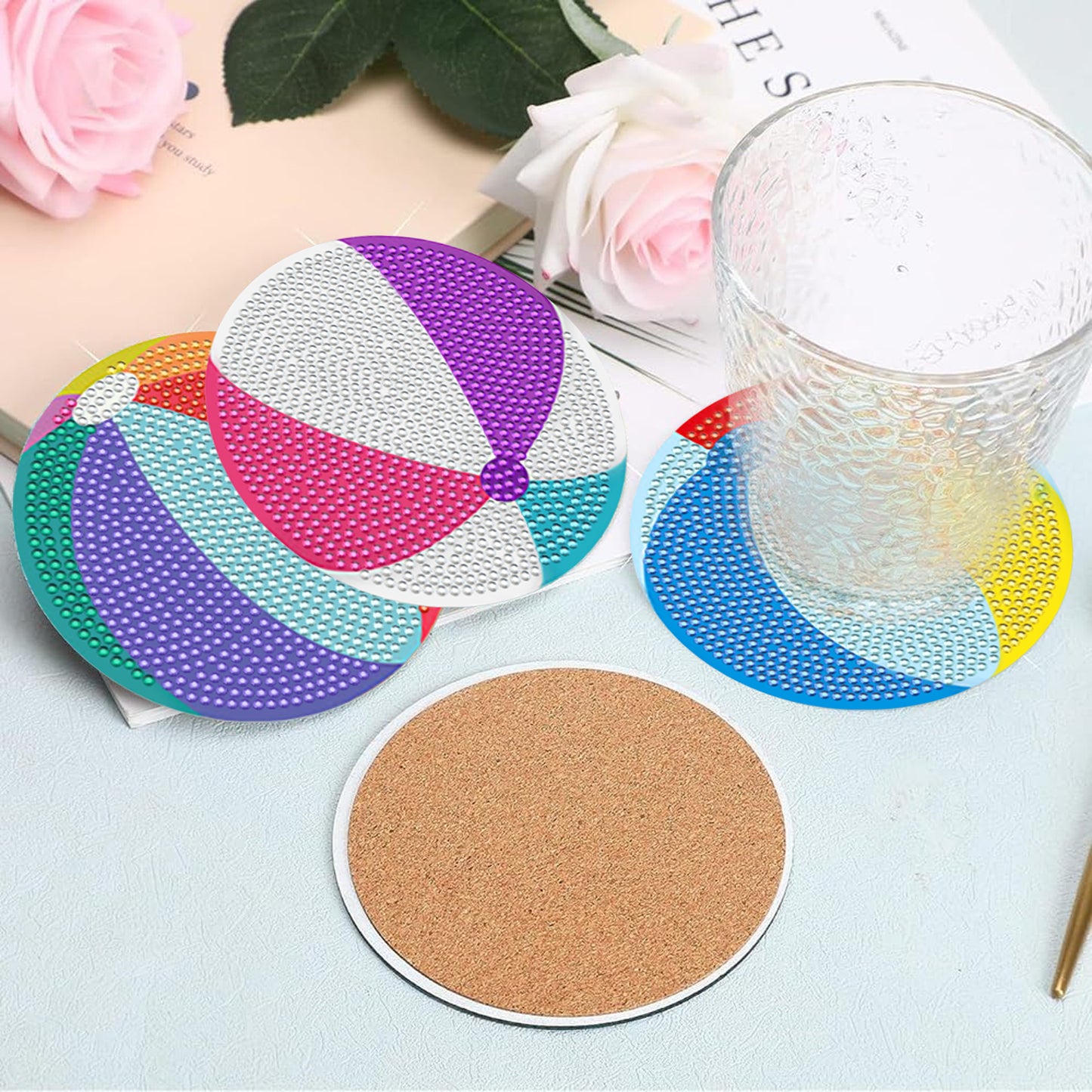 6-Pack Multi-Color Diamond Art Coasters - Acrylic