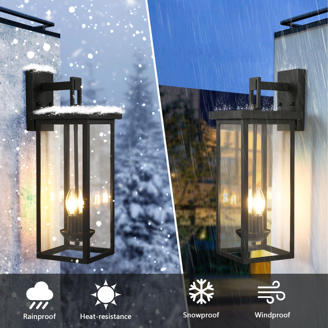Outdoor Wall Lantern with Dusk to Dawn Sensor - Matte Black