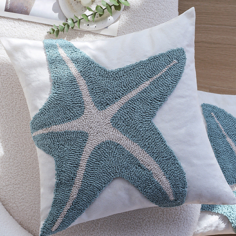 Blue Geometric Tufted Cushion Cover 45x45cm Bedroom Accent Pillowcase