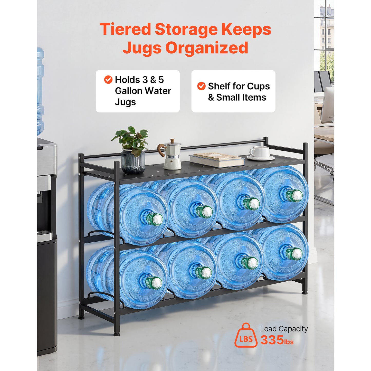 Heavy Duty Water Jug Rack Organizer with 3 Tiers for 3-5 Gallon Bottles