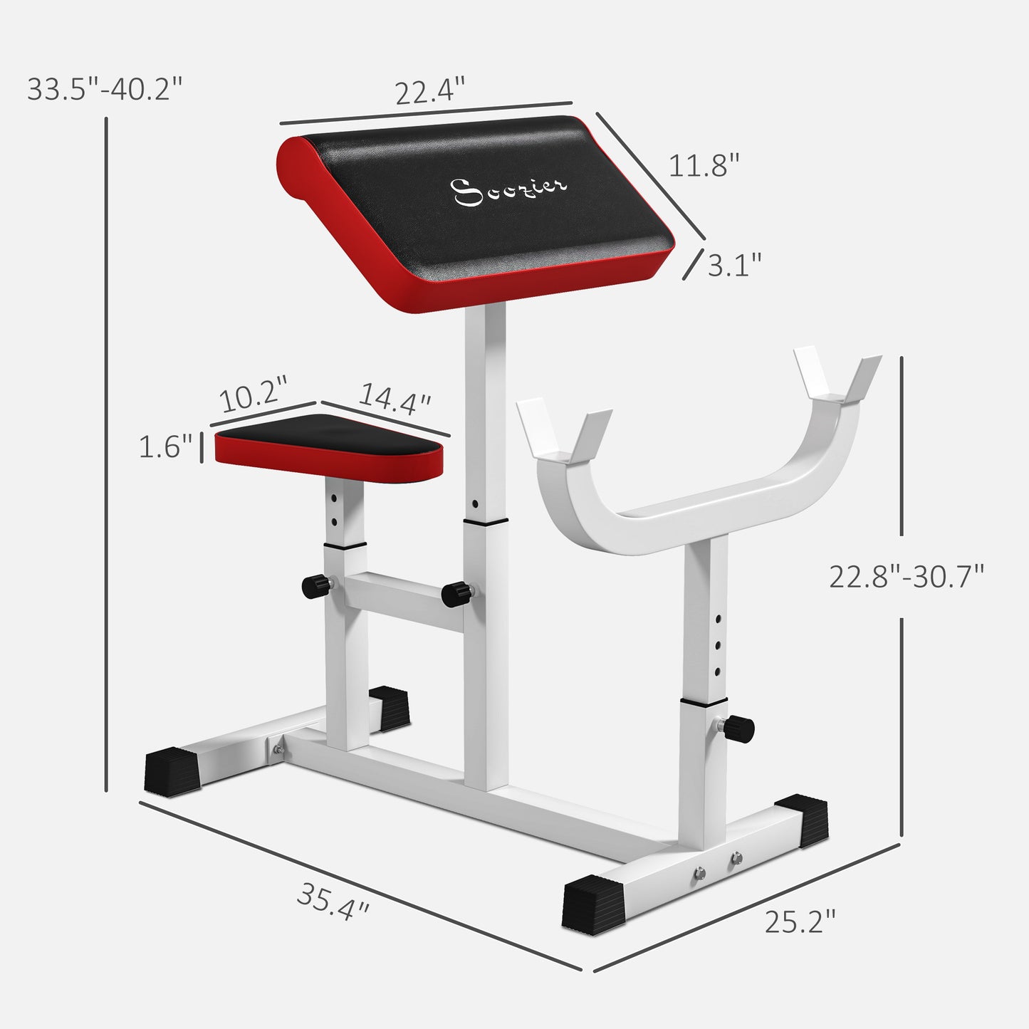 Adjustable Preacher Curl Bench for Strength Training - White