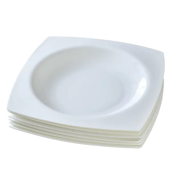 Square Salad Plate Set for 6 - Elegant Ceramic Dinnerware