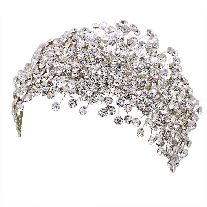 Rhinestone Wedding Headband - Floral Handmade